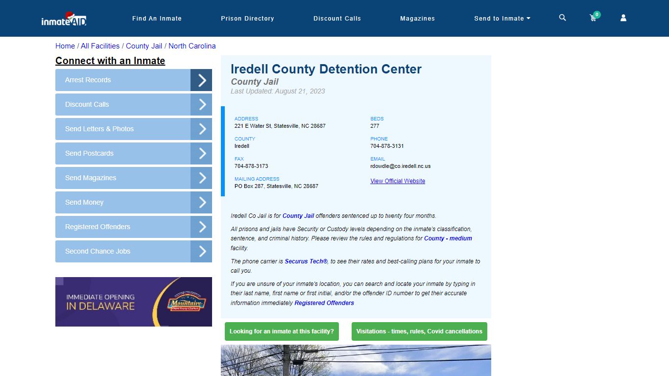 Iredell County Detention Center - Inmate Locator - Statesville, NC